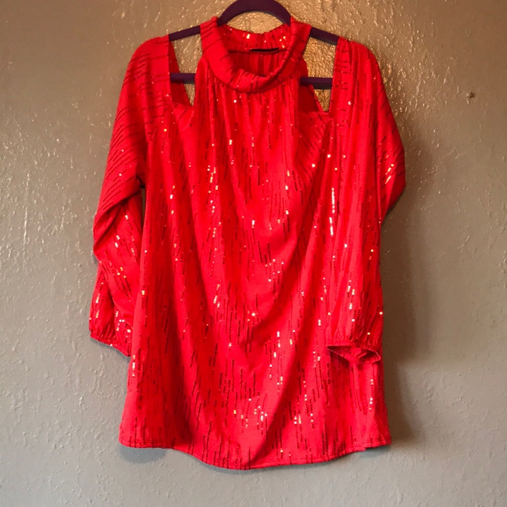 Red sequin top